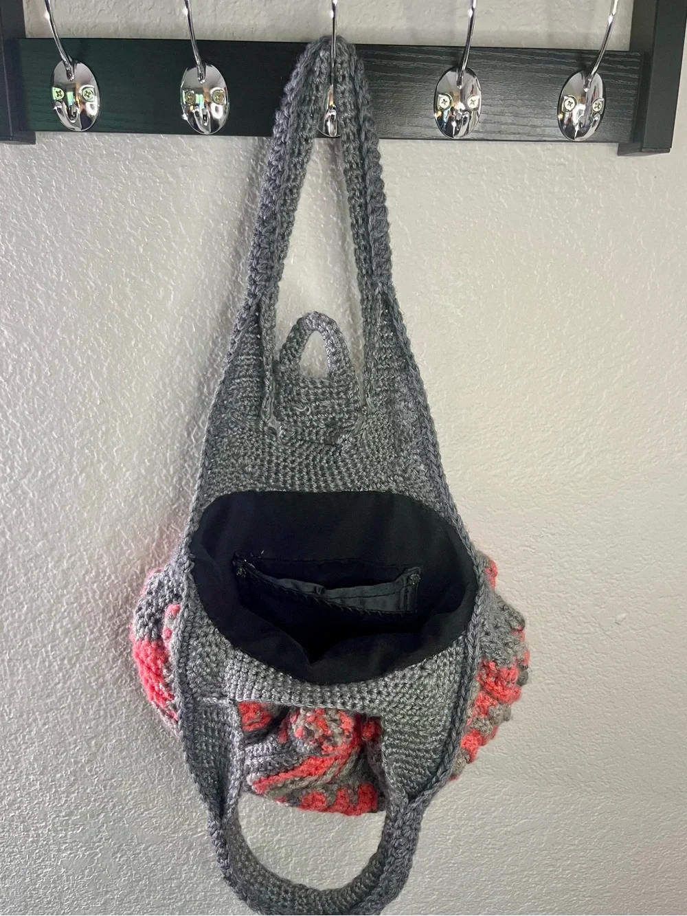 Handmade Crochet Chevron Boho Bag